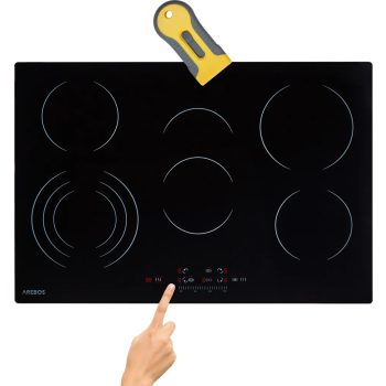   Arebos AR-HE-GK5N, 77 cm széles beépíthető kerámia főzőlap